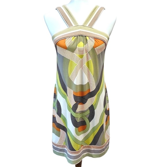 BCBG MaxAzria Abstract Retro Mod Front Halter Cocktail Dress - Picture 1 of 11
